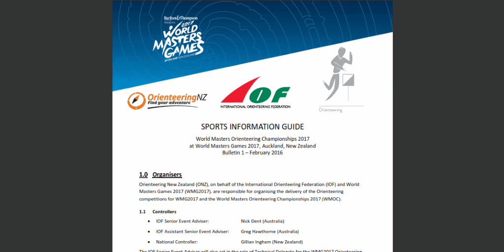 World Masters Games 2017 Orienteering Sports Information Guide V1